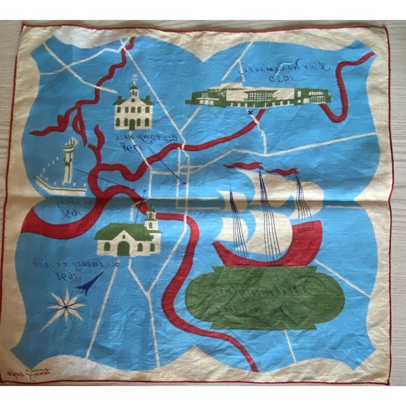 Vtg Tammis Keefe Handkerchief, Wilmington Delaware, Unusual, EUC - Picture 9 of 9